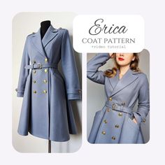 Vintage Winter Coat, Fit And Flare Coat, Women's Coat Pattern, Princess Coat, Wool Trench Coat