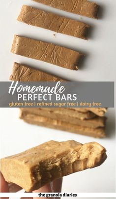 homemade perfect bars made with gluten free, no sugar and dairy - free ingredients