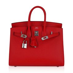 Hermes Birkin Sellier 25 bag featured in vibrant Rouge De Couer.This striking Hermes red is richly saturated and gorgeous for year round wear.Fresh with Palladium hardware.This exquisite bag is modern and minimalist.A sleek pared down version that exudes chic sophistication.The leather grain is fine and luxe, and the signature sellier edges create a work or art.Epsom leather accentuates this divine colour.NEW or NEVER .Comes with the lock and keys in the clochette, sleepers, signature Hermes box Hermes Closet, Red Birkin Bag, Red Birkin, Hermes Birkin Sellier, Birkin Sellier, Luxury Wishlist, Bag Wishlist, Hermes Birkin 25, Trust Fund