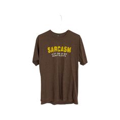 Vintage 90s Sarcasm Just One Of My Many Talents Hilarious Tshirt Unisex Medium Large Crewneck Retro Brown Yellow Free Shipping -Vintage 90s Funny Cool Sarcasm Tshirt  -Unisex tee -Mens cut -Tags are not legible & almost gone -Best fits size Medium   -See measurements  -Crewneck  -Shirt sleeves  -Hilarious front print: Sarcasm Just One Of My Many Talents -Soft jersey knit fabric -Vintage late 1990s t-shirt -Good used condition especially considering it's age, some wash & wear texture -FREE SHIPPI Brown Vintage T-shirt For Summer, Affordable Brown Vintage Shirt, Brown Grunge Crew Neck T-shirt, Cheap Vintage Brown T-shirt, Affordable Brown Graphic T-shirt, 90s Funny, Mens Cuts, Crew Neck Shirt, Jersey Knit Fabric