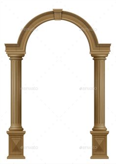 an ancient arch with columns and pillars on a white background - miscellaneous objects clippings