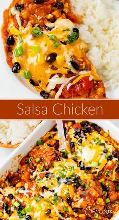 salsa chicken over rice with cheese. Salsa Chicken Recipe Easy Dinners, Nancy Anderson 30 Day Slim Down, Salsa And Chicken Recipes, Mexican Chicken Recipes Easy, Mexican Inspired Recipes, Mexican Inspired Meals, Baked Mexican Chicken Recipes, Mexican Food Recipes With Chicken, Chicken Breast Mexican Recipes