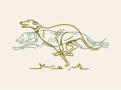 a drawing of a dog running with its head in the air and it's tail out