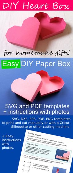 the instructions for how to make heart shaped paper boxes with pictures and instructions on how to make