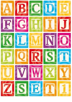 the alphabet is made up of different colored blocks