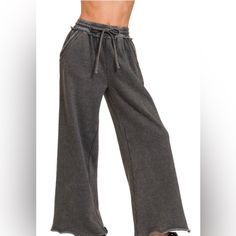 Fabulous Acid Wash Fleece Wide Leg Pants With Pockets The Comfiest Sweatpants You'll Ever Own! Featuring Side Pockets, Elastic Drawstring Waistband, Raw Hem And A Wide Leg Fit. You'll Want These In Every Color! Description Acid Wash Fleece Palazzo Sweatpants With Drawstring Band Waist - Pockets - Raw Hem **Each Item Is Unique, Expect Variations In Color And Fit Total Waist: 25". Inseam: 30" Approx. - Measured From Small * Color May Vary Slightly Due To Monitor Resolution Comfy Sweatpants, Wide Leg Sweatpants, Brown Tone, Pants With Pockets, Drawstring Waistband, Acid Wash, Leg Pants, New Black, Wide Leg Pants