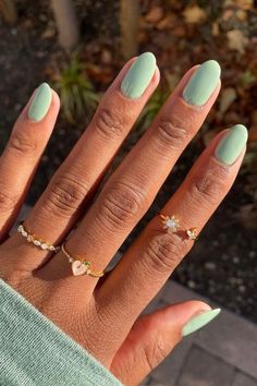 Mint Nails, April Nails, August Nails, Nagellack Trends, Summer Nail Designs, Nails Aesthetic, Green Nail