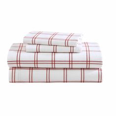 three sheets with red and white checkered pattern on the bottom, one is folded in half