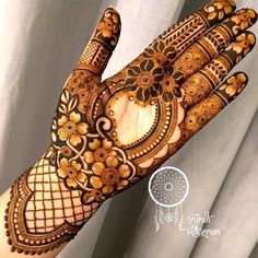 the hand is decorated with intricate designs