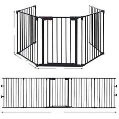 an image of a baby gate with the measurements for each gate and sidewalls