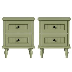 two green nightstands side by side against a white background