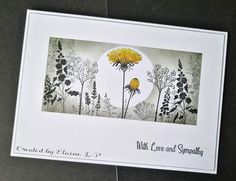 a greeting card with an image of a dandelion and wildflowers on it