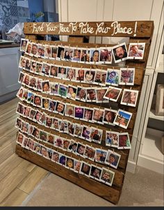 a wooden sign with pictures on it that says, i think your place to take your place