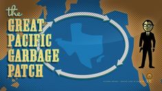 the great pacific garbage patch is shown in this graphic style, with an image of a man