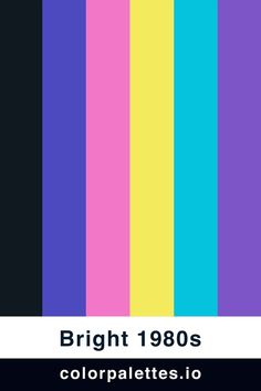 bright 80s retro color palette 90s Color Aesthetic, 80s Color Scheme, Vibrant Retro Aesthetic, Back To The Future Color Palette, Comic Book Color Palette, 80 Color Palette, 90 Color Palette, 1980s Colour Palette, Y2k Palette