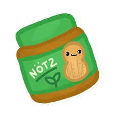 a jar of peanut butter with the word not2 on it's side and a cartoon