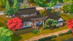 the game sims4 has an image of a japanese house