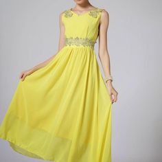 New With Tags, Yellow. Chiffon Maxi Dress, Side Zipper, Great Wedding Guest Dress. Please Note All Of The Measurements. Sleeveless, Lightweight And Flowey. Not A High End Brand But Looks Unique And More Expensive Than It Is. Please Ask Questions. Yellow Chiffon Dress, Tb Dress, Emerald Green Prom Dress, Halter Cocktail Dress, Beaded Prom Dress, Dressy Dresses, Green Prom Dress, Guest Dress, Chiffon Maxi