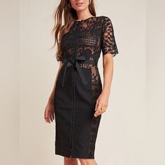 Nwt Anthropologie Carissima Lace Sheth Dress By Byton Lars In Size 00p. Quintessential Lbd. Byron Lars Carissima Sheath Dress * Nylon, Polyester, Cotton; Cotton, Spandex Lining * Lace Detail * Removable Belt * Button Front * Dry Clean * Imported Restyling Clothes, Winter Cocktail Dress, Clothes Sweaters, Outfits Night Out, Winter Cocktail, Byron Lars, Womens Wear Daily, Winter Wedding Guest Dress, Wardrobe Wishlist