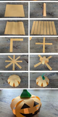 the steps to make a paper pumpkin