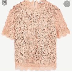 This Is A Classic Lace Top In A Neutral Nude, Slight Pink Color. Sexy Zipper Closure In The Back Brand New, Never Been Worn Size M Dress Up For A Night Out Or Dress Down With Jeans. Staple Closet Piece Chic Pink Lace Top For Party, Evening Lace Top With Short Sleeves For Summer, Short Sleeve Lace Top For Evening In Summer, Summer Evening Short Sleeve Lace Top, Zara Lace Tops For Night Out, Zara Lace Party Top, Zara Lace Top For Party, Zara Lace Top For Parties, Chic Zara Lace Top