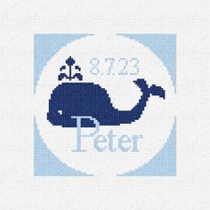 a blue whale with the word peter on it