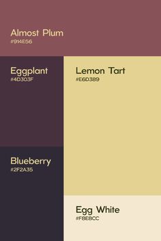 the color scheme for eggplant, lemon tart, blueberry and white