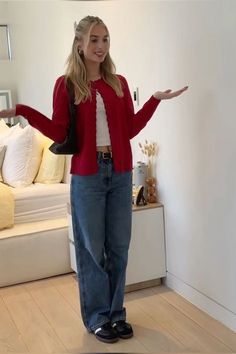 Samba Outfit, Looks Pinterest, Trendy Fall Outfits, Red Cardigan