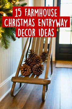 Farmhouse Christmas Entryway, Entryway Decor Ideas, Christmas Entryway, Neutral Christmas Decor, Cozy Christmas Decor, Farmhouse Entryway, Vintage Christmas Decor, Neutral Christmas