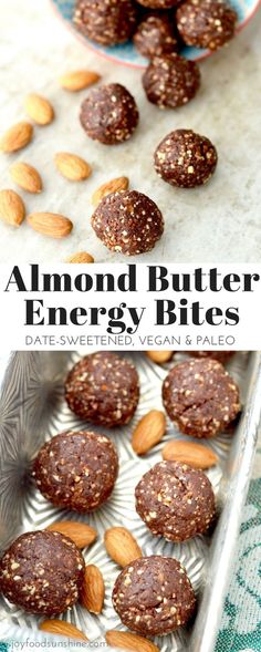 almond butter energy bites on a plate