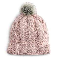 Keep her noggin cozy and warm with this girls' Heat Holders cable-knit heatweaver pom pom hat. Keep her noggin cozy and warm with this girls' Heat Holders cable-knit heatweaver pom pom hat. Pom pom top Cable knit HeatWeaver® lining traps warm air near the skin.FABRIC & CARE Acrylic, polyester Machine wash Imported Size: One Size. Color: Pink. Gender: female. Age Group: kids. Shoes Guide, Pom Pom Hat, Cable Knit, Fabric Care, Gender Female, Knitted Hats, Accessories Hats, Age Group, Winter Hats