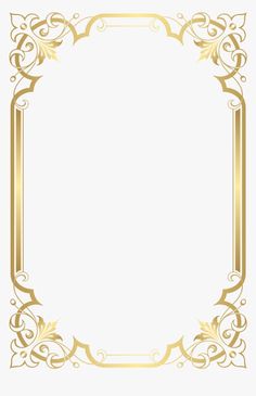 a gold frame with an ornate design in the middle and bottom, on a white background