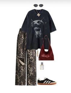 Edgy Chic Aesthetic, Grunge Outfits 2024, Grunge Alternative Fashion, Print Pants