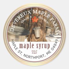 maple syrup label with trees in the background