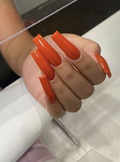 Matte Fall Nails, Orange Nail Designs, Orange Nail, Autumn Look, Color Nails, Bling Acrylic Nails, Orange Nails