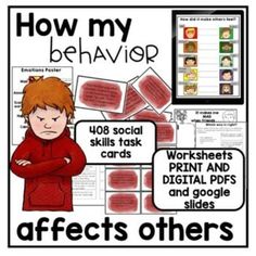 a poster with the words how my behavior worksheet and other information about social skills