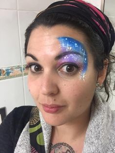 Stars Face Paint, Space Face Painting, Galaxy Face Paint, Star Face Paint, Face Paint Designs, Galaxy Painting Acrylic, Easy Face Painting Designs, Fairy Face Paint