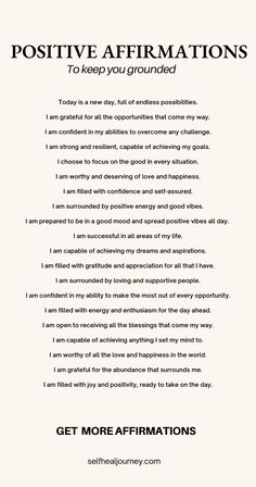 a poem written in black and white with the words positive affirmations