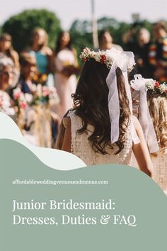 Invite a junior bridesmaid to be part of your bridal party on your wedding day, if you have a young person you want to honor. See the typical junior bridesmaid duties, plus ideas for junior bridesmaid dresses. Will you be my junior bridesmaid proposal, attending the wedding rehearsal, at the rehearsal dinner, wedding ceremony and reception. Help at the bridal shower. Attending bridal party shopping and pre wedding events for junior bridesmaids. Pre Wedding Events, Junior Bridesmaid Proposal, What Is The Point, Jr Bridesmaid, Bohemian Wedding Hair, Junior Bridesmaids