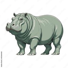 a drawing of a hippopotamus standing up