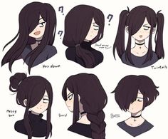 an anime character's hair is shown with different expressions and facial expressions on it