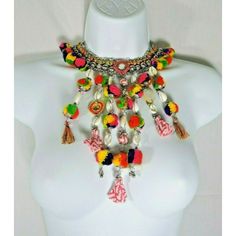 Mia Collection Statement Bib Necklace Multicolor Beads Tassels Blue/Orange New Keep In Mind That Colors Can Appear Different On Various Electronics Screens. We Do Our Best To Present Photos And Describe Colors And Conditions. If You Have Questions, Please Ask. Don’t Forget To Follow Our Store. You Never Know What We’ll Find Next! Adjustable Multicolor Tassel Necklace With Round Beads, Bohemian Multicolor Beaded Necklaces For Vacation, White Bohemian Necklaces With Latkans, Bohemian White Necklaces With Latkans, Colorful Bohemian Necklaces For Vacation, Colorful Bohemian Necklace For Vacation, Multicolor Dangling Beads Jewelry For Vacation, Multicolor Round Beads Tassel Necklace For Beach, Multicolor Round Beaded Tassel Necklace For Beach