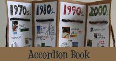 the accordion book is decorated with pictures and writing