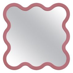 a pink scalloped mirror on a white background