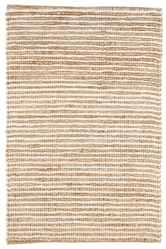 an area rug with brown and white stripes on the side, it is made out of ju