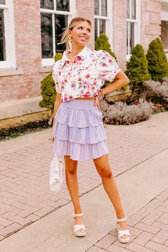 Add a pop of color to your spring wardrobe with our cute lavender hued 'Quince' skirt featuring lightweight material with three flirty tiers, a smocked waistline, and a flirty silhouette that ends in a straight upper-thigh length hemline! Measurements S : Hip 38", Length 17", Waist 22-24". M : Hip 40", Length 17.5", Waist 24-26". L : Hip 42", Length 18", Waist 26-28". Quince Skirt, Impressions Online Boutique, Spring Wardrobe, Tier Skirt, Tiered Skirt, Quince, Online Boutique, Color Pop, Lavender