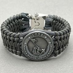 ad eBay - Iwo Jima bracelet | Graphite & Navy Blue/White - Buy Now, click the link (eBay) Durable Silver Jewelry Gift, Vintage Silver Jewelry For Outdoor, Adjustable Durable Silver Bracelet, Adjustable Silver Bracelet For Outdoor, Adjustable Silver Round Wristband, Adjustable Gray Bracelet Jewelry, Adjustable Gray Bracelet, Adjustable Gray Sterling Silver Jewelry, Handmade Gray Round Jewelry