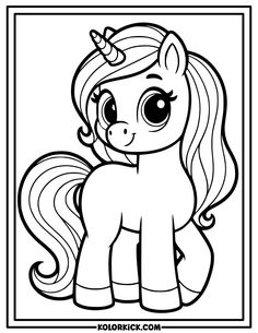 a cute little pony with big eyes coloring page