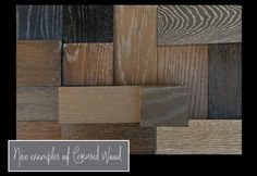 several different types of wood planks stacked on top of each other with the same color