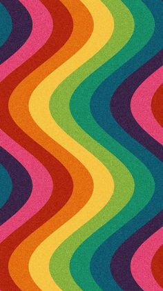 multicolored wavy lines are shown in this colorful wallpaper pattern, which is very similar to the colors of the rainbow